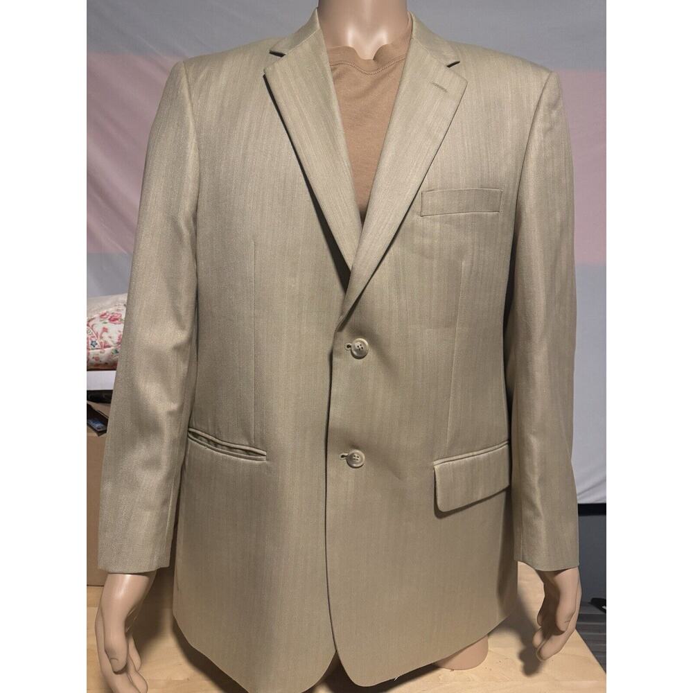 JOSEPH & FEISS Men's 44R Gold Tan Blazer Sport Coat‎ Herringbone Jacket